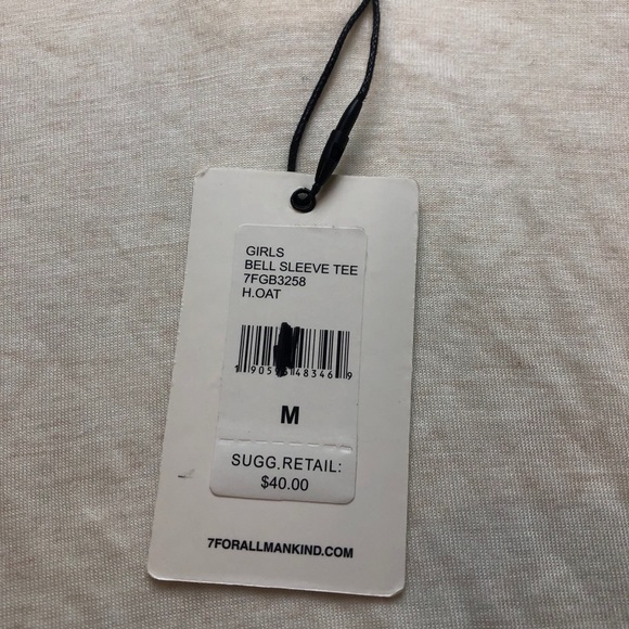 7 for all Mankind bell sleeve cream long sleeve tee M NWT embellished Host Pick! - Picture 8 of 11